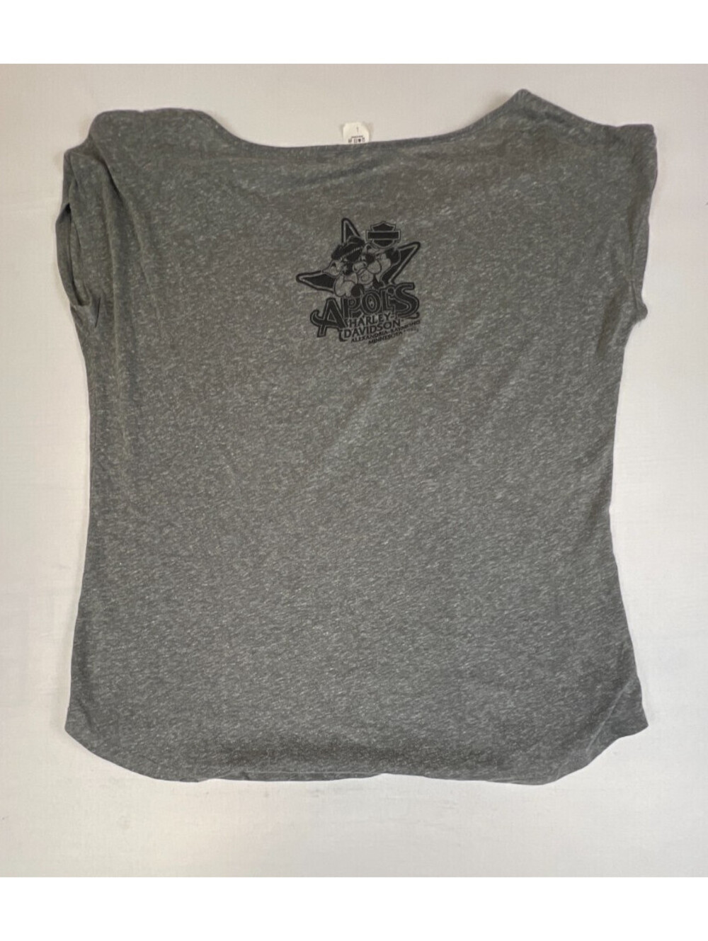 Harley-Davidson Women L Retro Apol's Alexandria Raymond Minnesota Gray T-Shirt - Picture 2 of 8